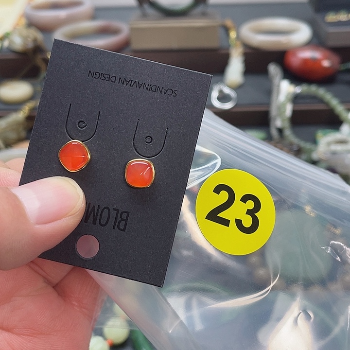 南红玛瑙耳饰银S925镶嵌n**a