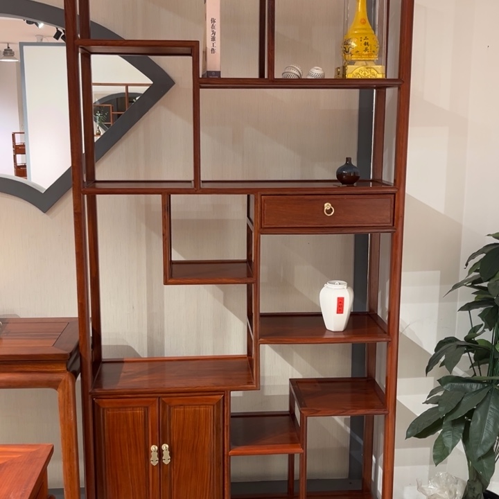 紫檀木类书柜余*⊙缅甸花梨木书架和博古架