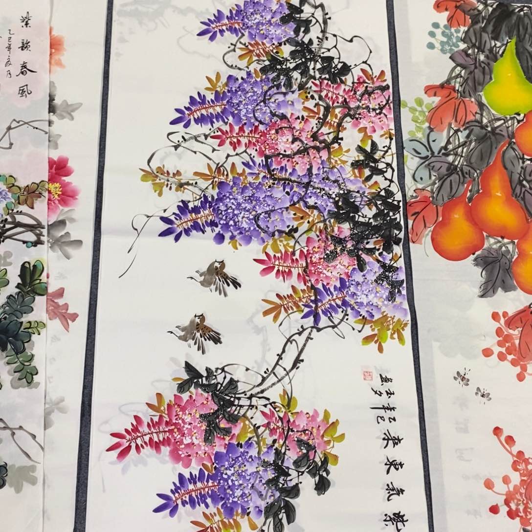 国画尺寸140✖️70四尺精品手绘紫藤