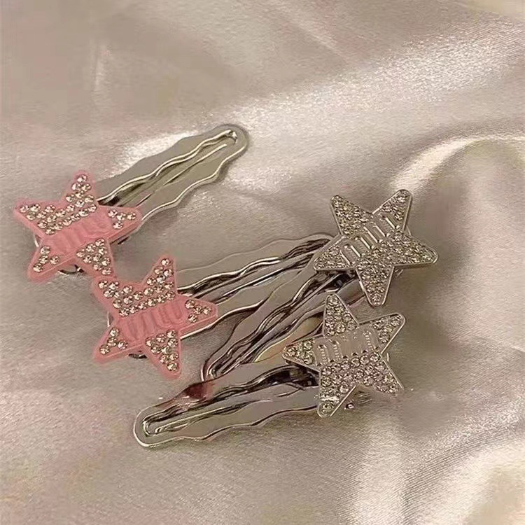 带钻字母min五角星星刘海碎发夹超闪轻奢发卡头饰头饰一元摆地摊