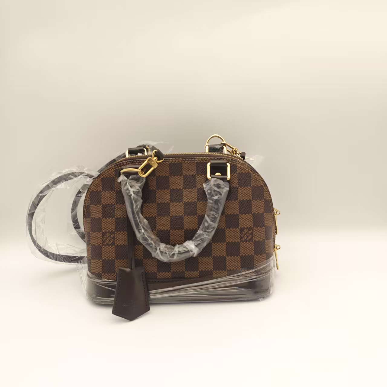 95新 LouisVuitton/路易威登 棕色棋盘格贝壳包手提斜挎/TWB25170