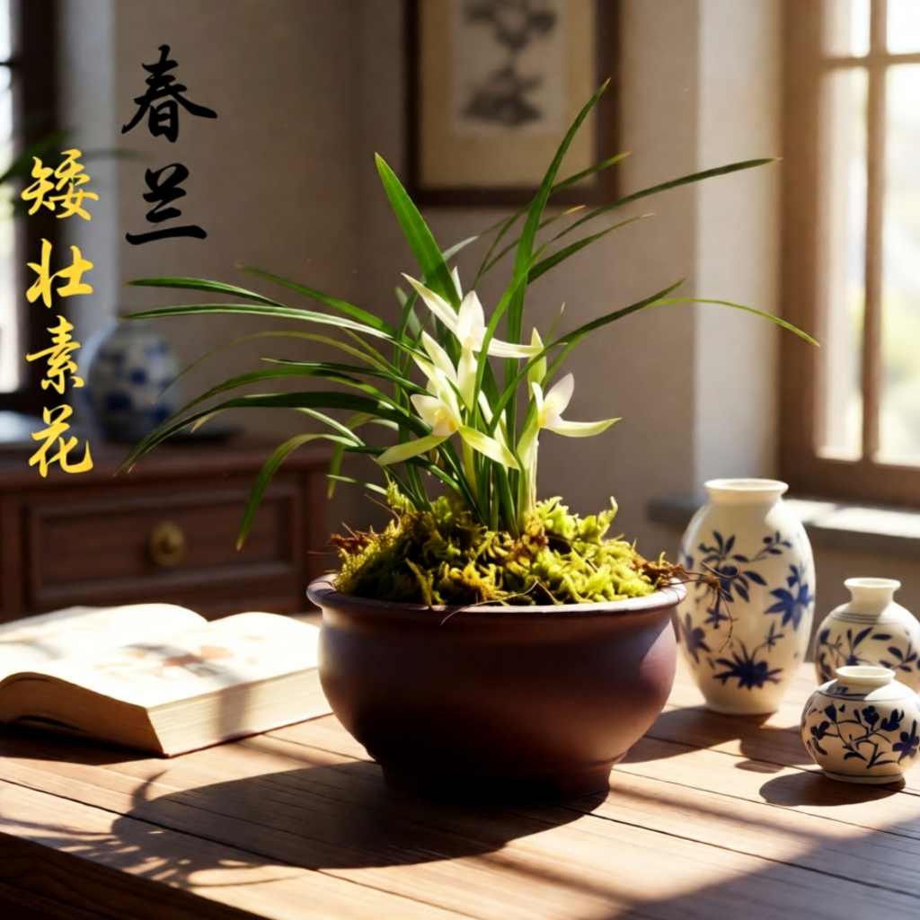 春兰/矮壮素花室内绿植精致盆栽