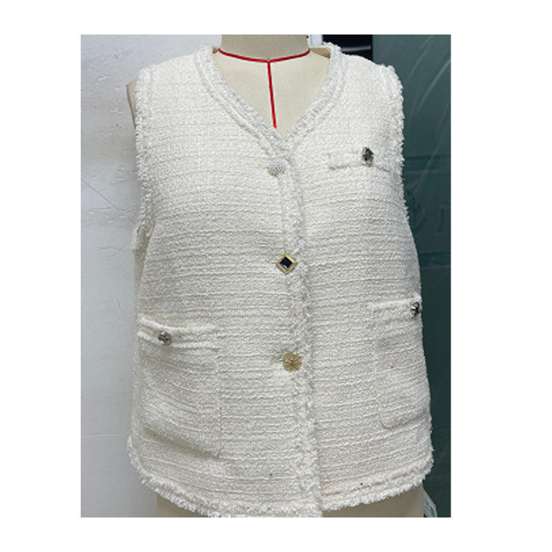 大码女装法式设计感小香风马甲2025V领百搭无袖上衣333187