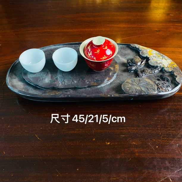 【莲池飘香】端砚石手工雕刻茶盘