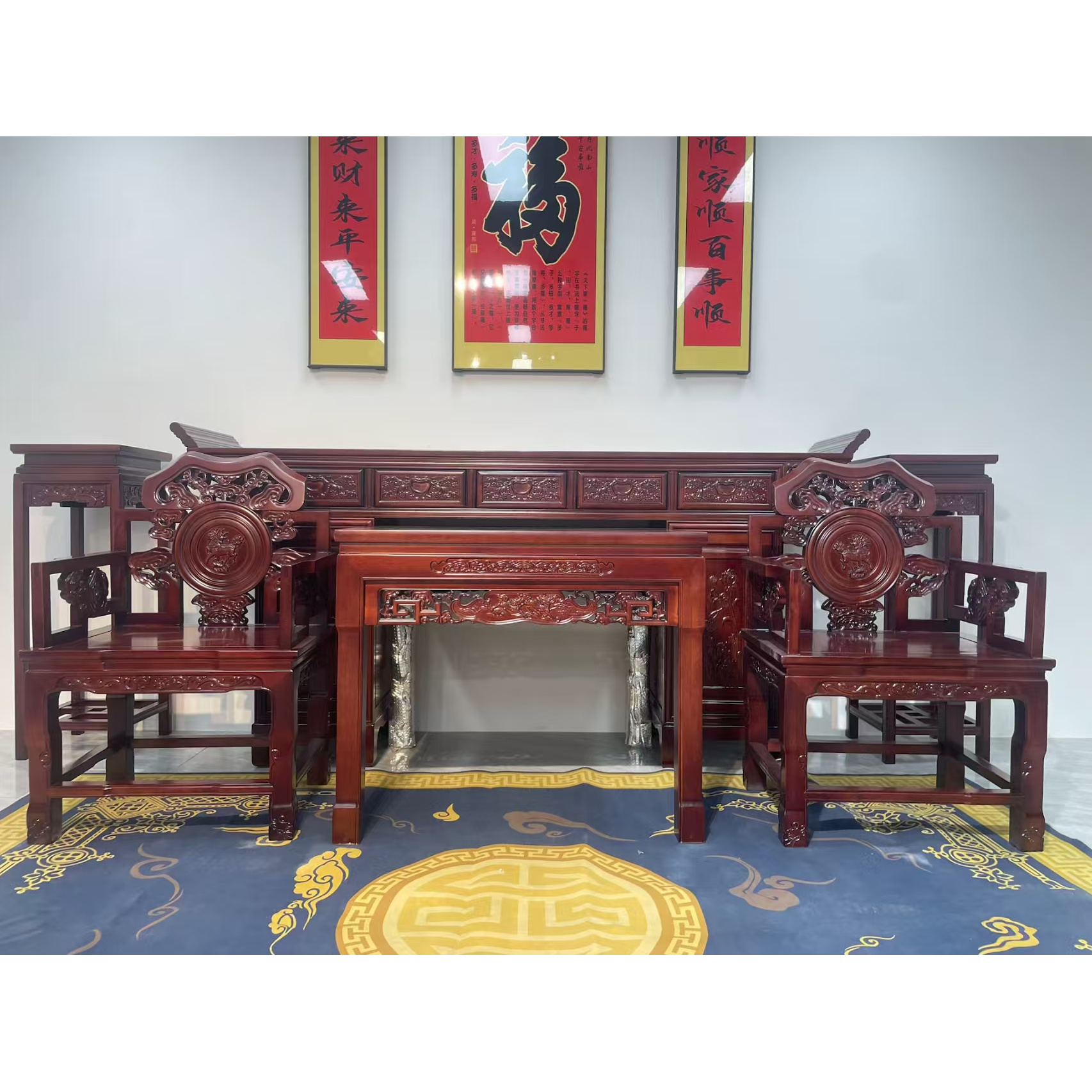 2025古典灵芝中国风古典设计原木多功能菠萝格木条案