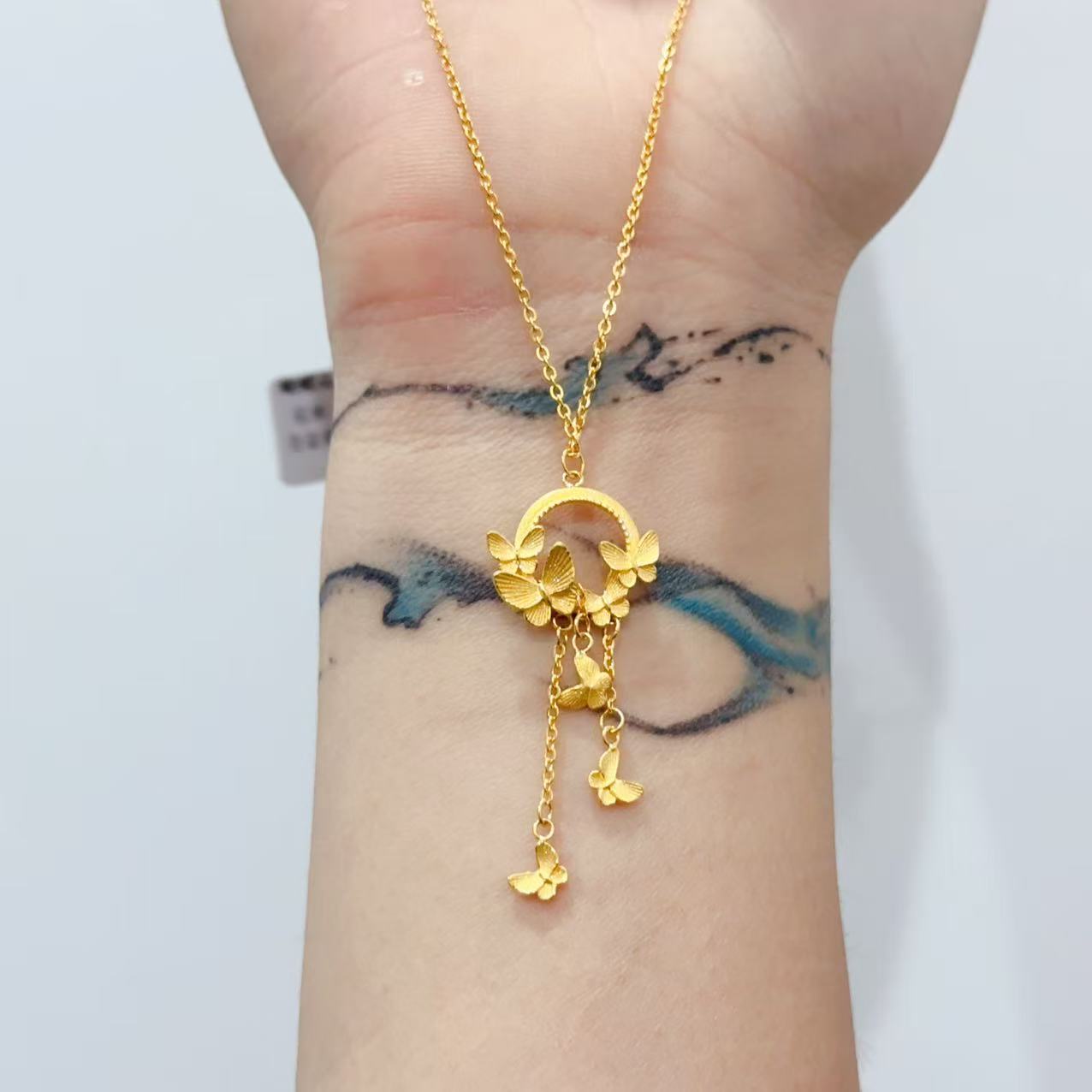 {江江好} 足金999 5G工艺 单品单件 蝴蝶花环套链 7.47g