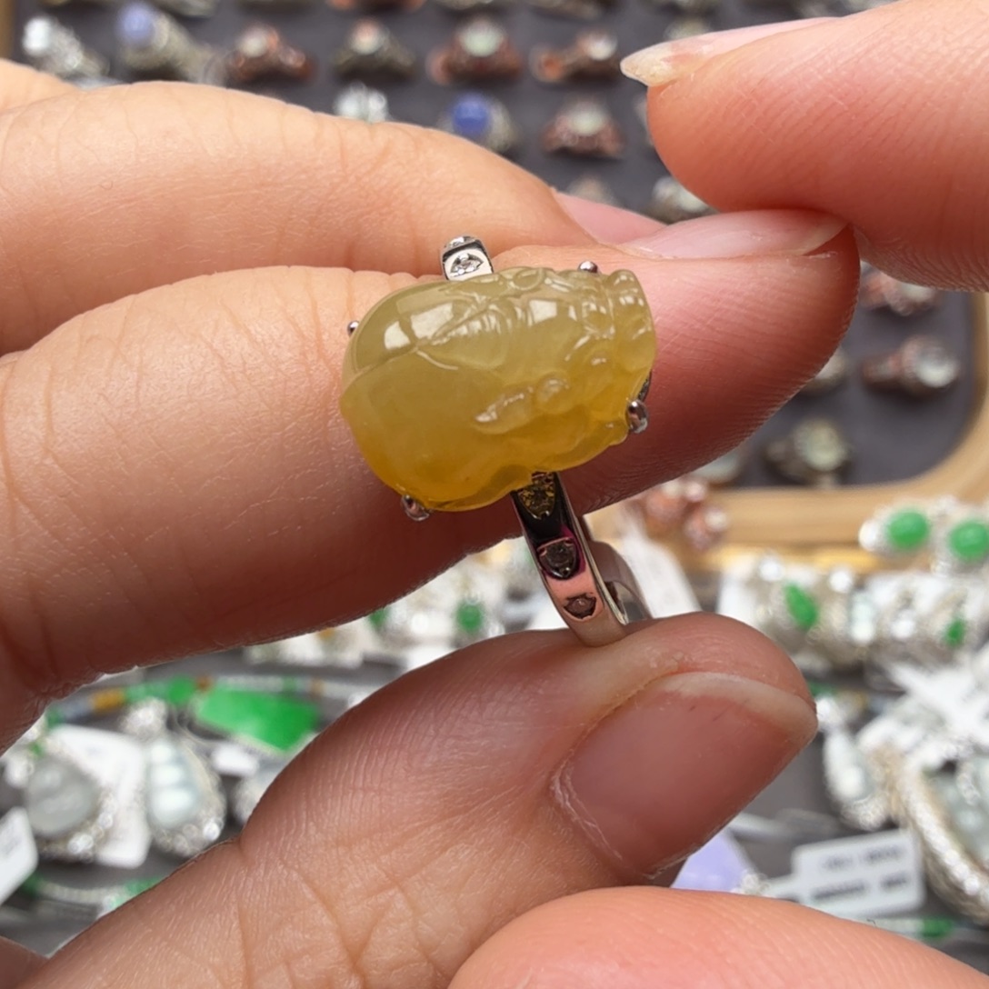 翡翠银S925镶嵌戒指8027