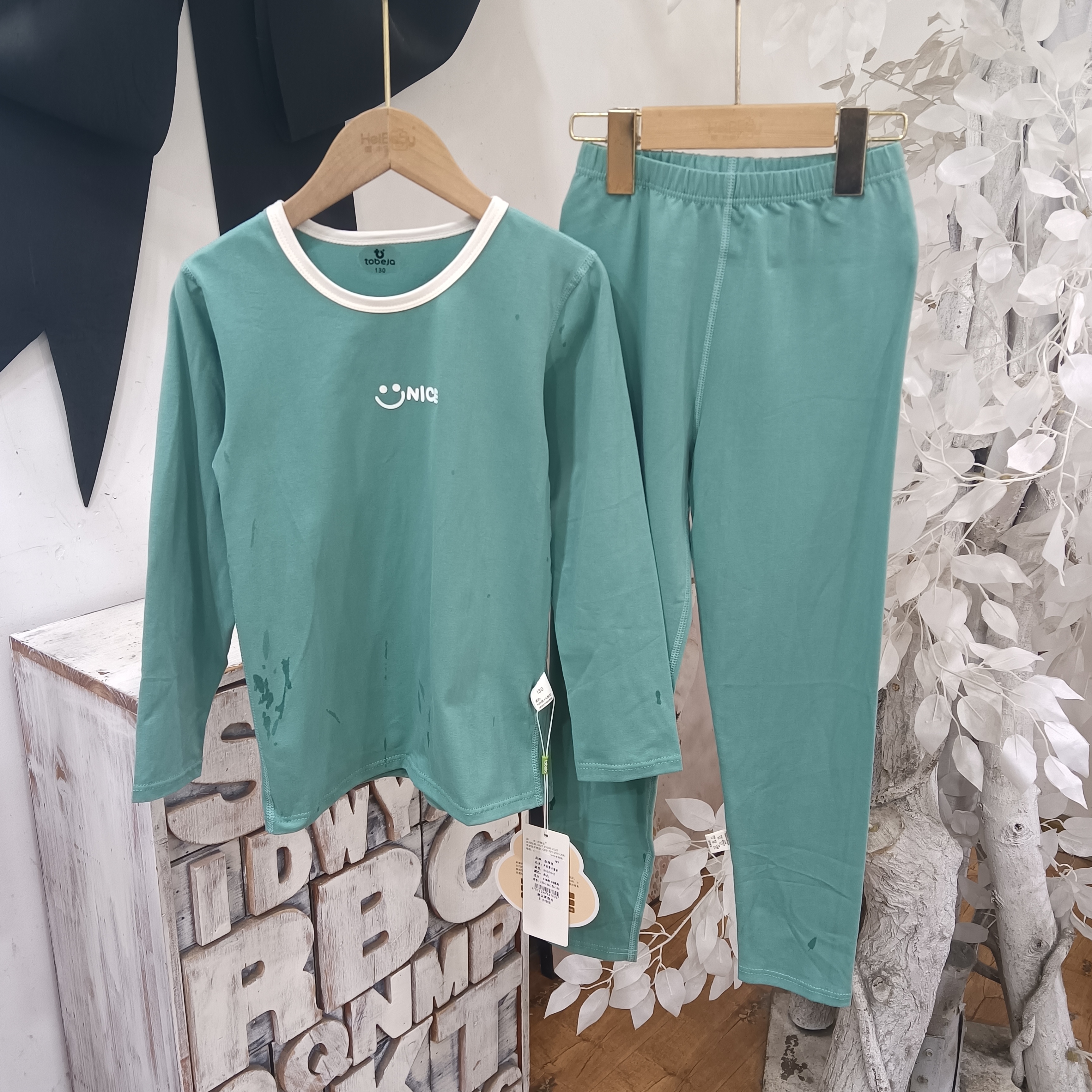 Z622绿色棉家居服童装