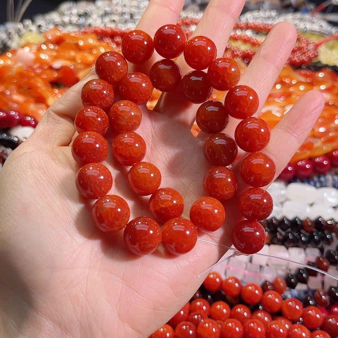 玛瑙/玉髓未镶嵌珠宝半成品14mm红龙鳞一条