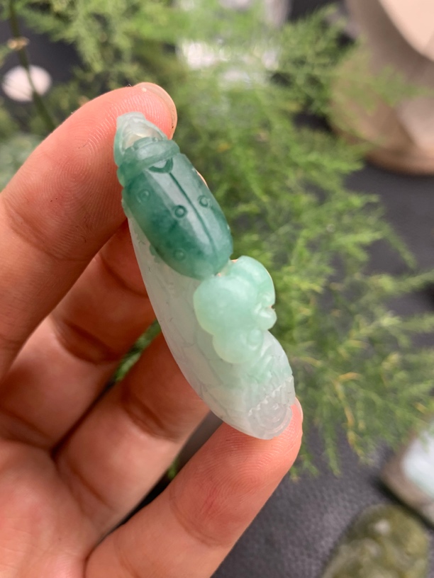 纯天然缅甸a货翡翠特色甲虫