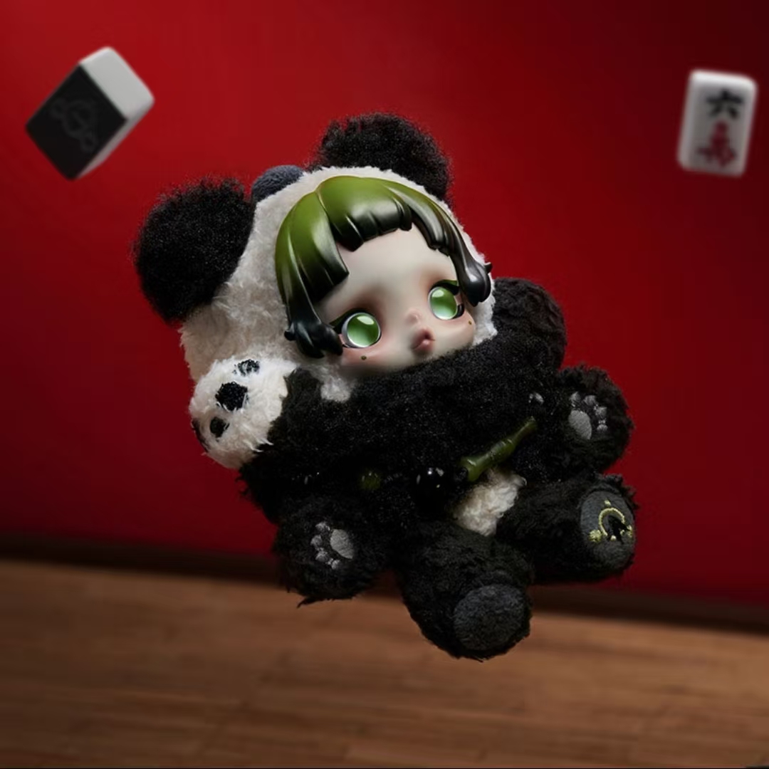 POP MART/泡泡玛特SKULLPANDA熊怠怠毛绒公仔挂件