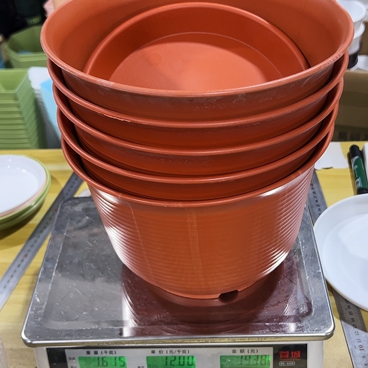 矮陶口27高18.5陶红带托5只