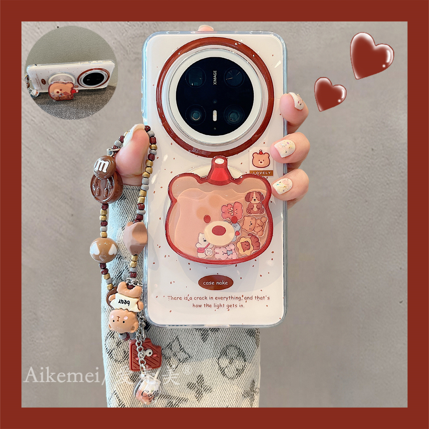 适用华为mate70pro+手机壳可爱卡通mate60pro+小熊摇摇乐磁吸支架