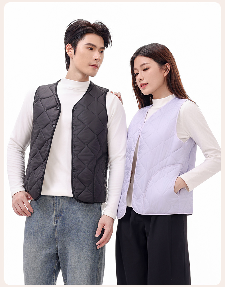 保暖休闲宽松型菱格工字型款马甲时尚绵羊毛情侣马甲秋冬