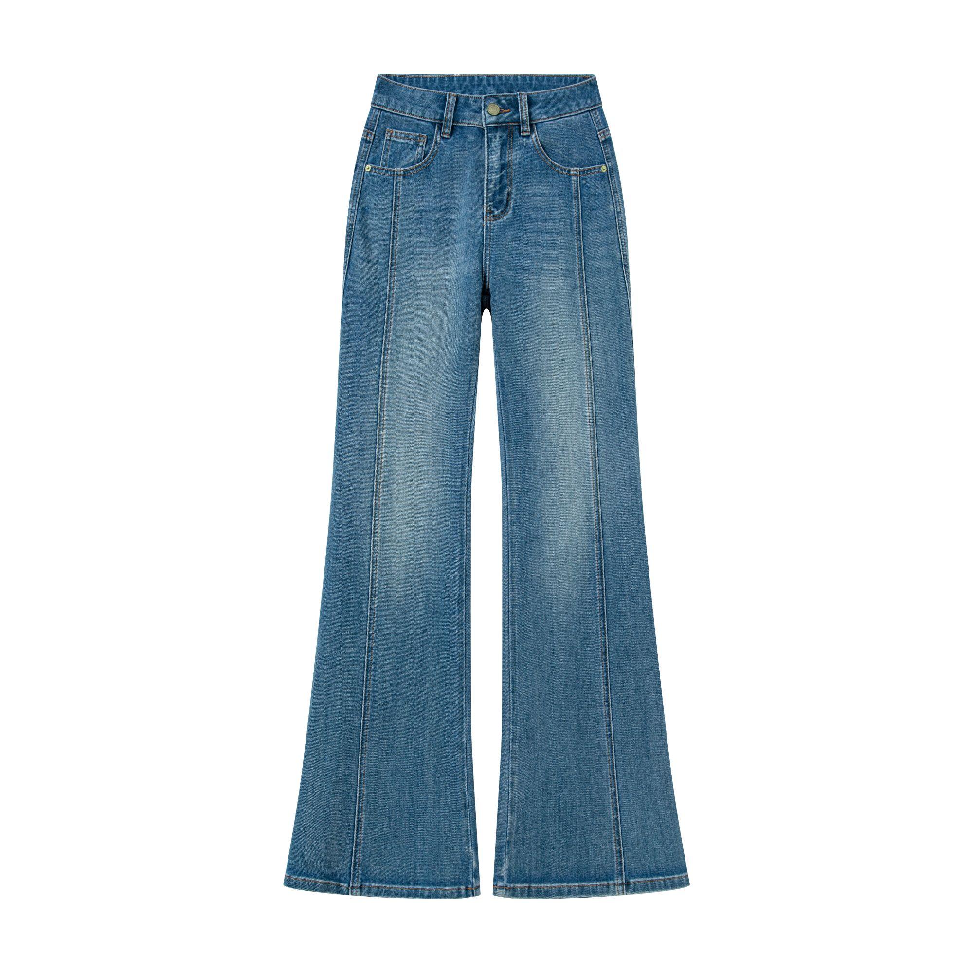  PANGHU 经典蓝·欧若风360°莱赛尔四面弹高腰直筒微喇牛仔裤