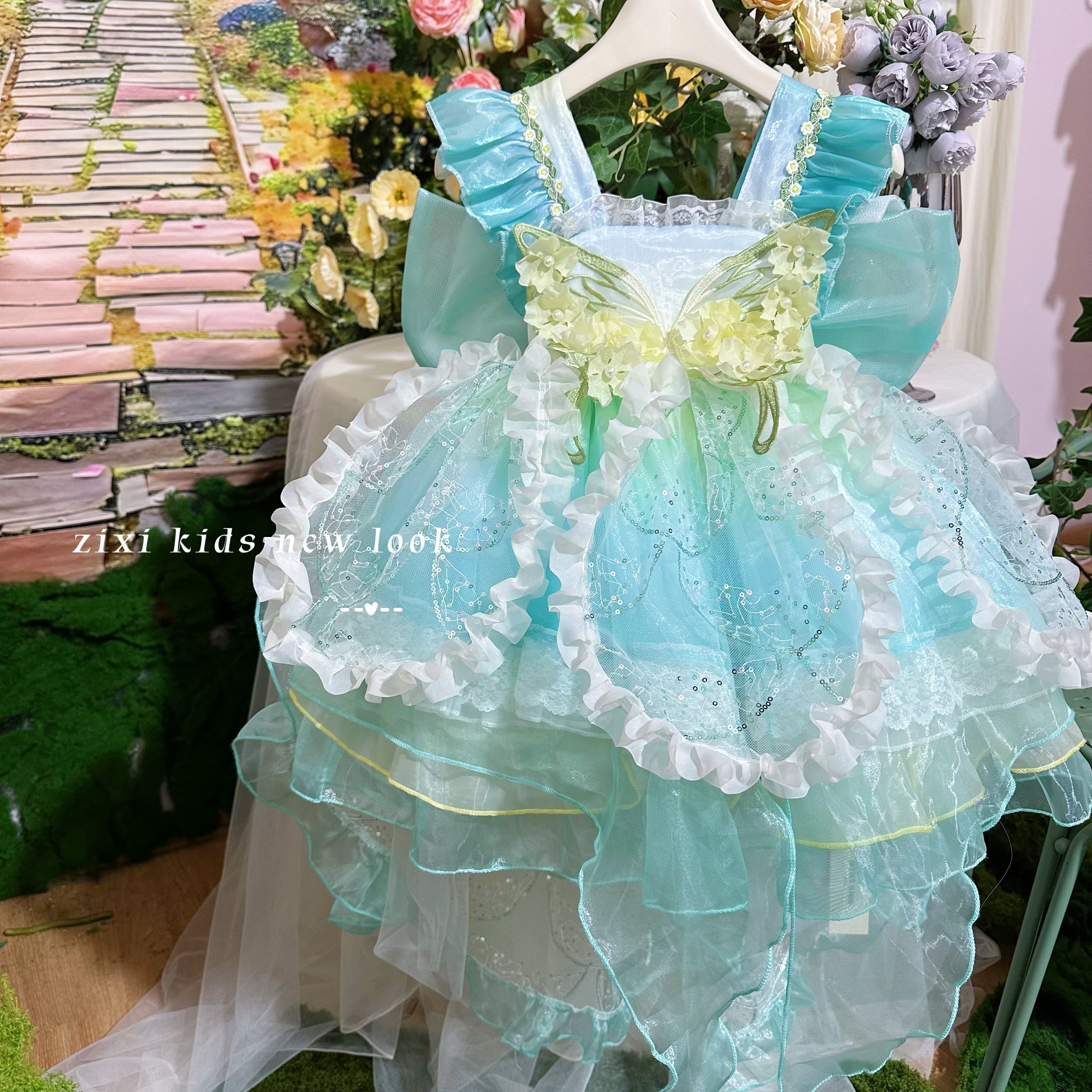 【绿野仙踪】ZX-060-儿童时尚高级款重工洛丽塔蝴蝶结纱纱裙（夏款）