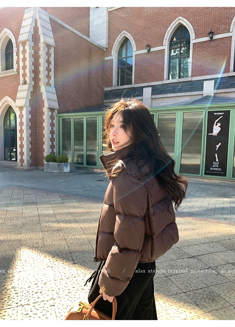 肯豆风短款女白鸭绒冬季宽松面包服外套8881