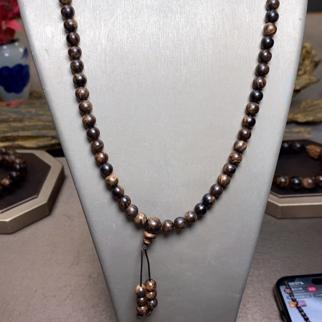 沉香手串越南芽庄白棋楠瘤疤06×108