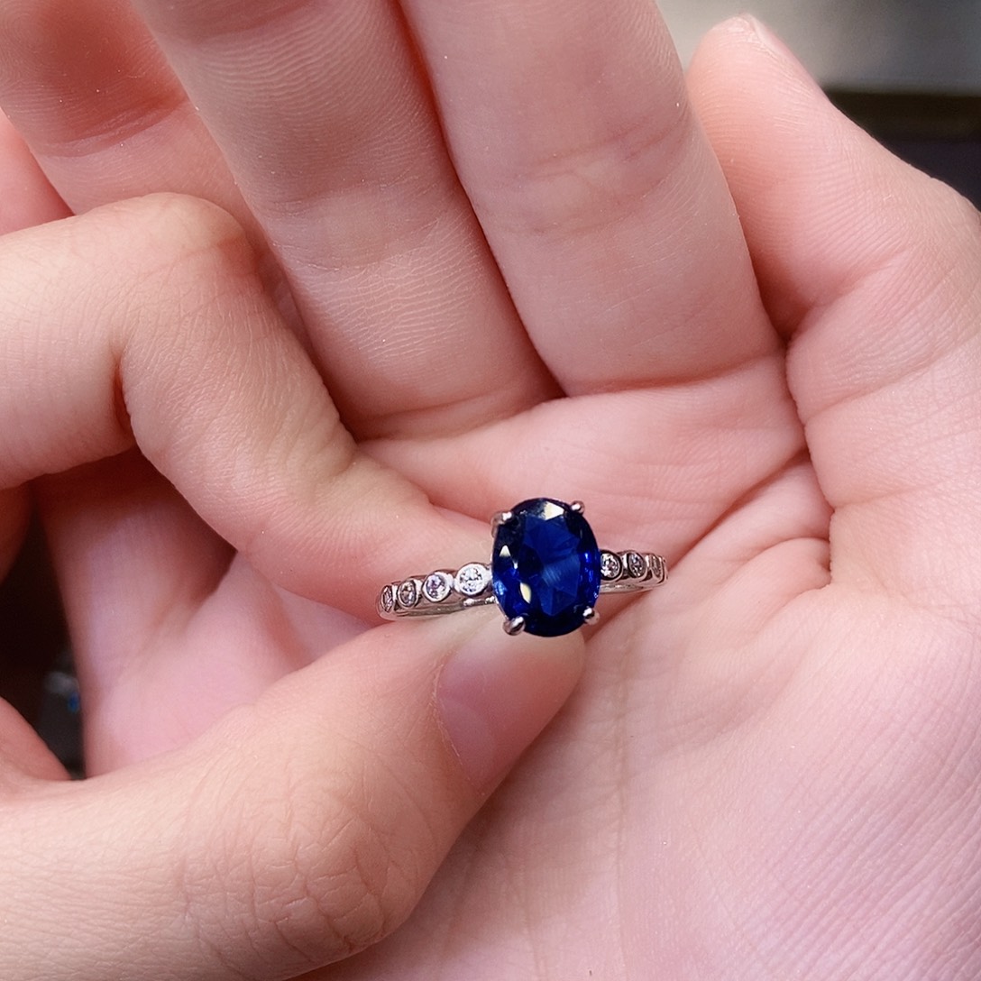 戒指银S925镶嵌蓝宝石
