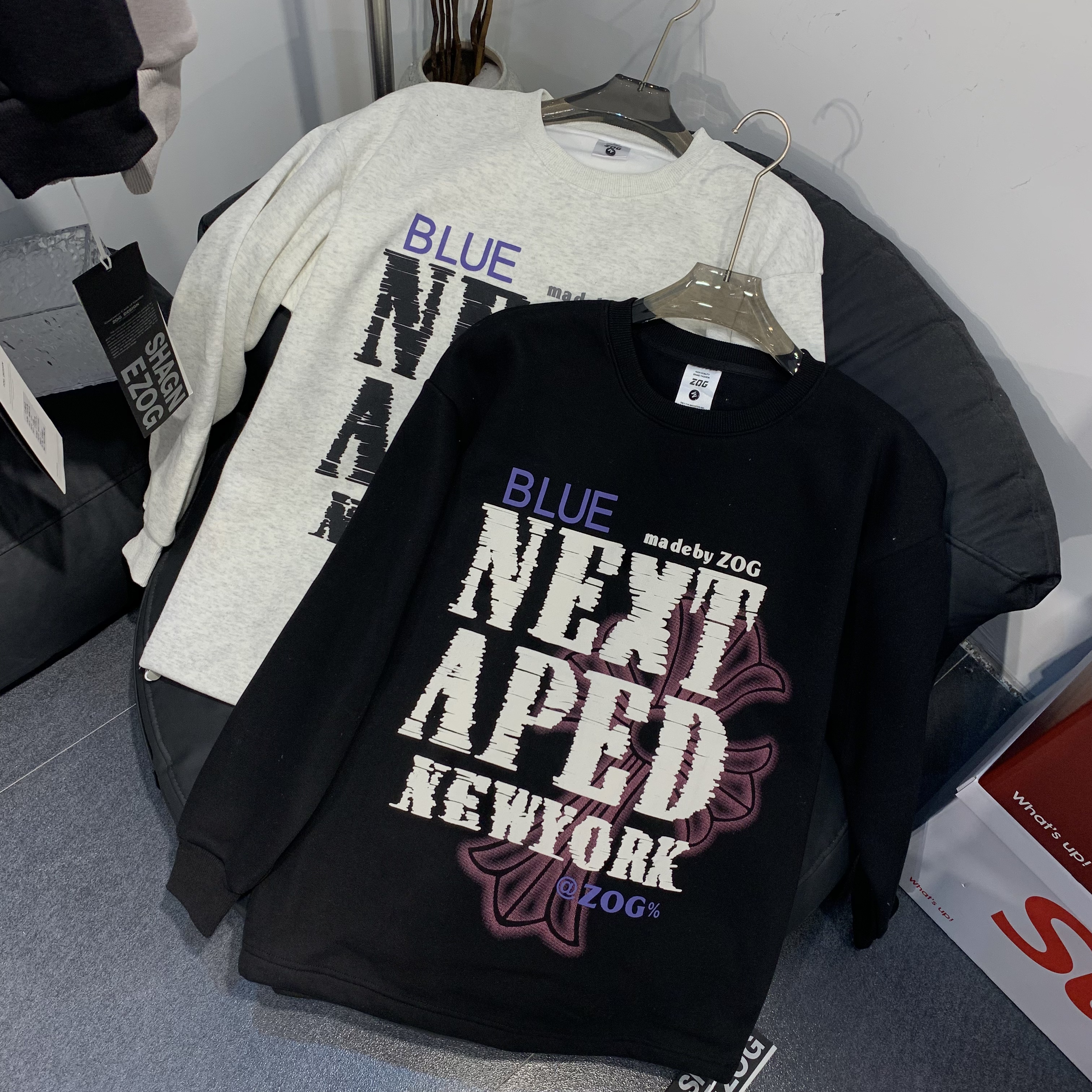 2024冬季针织加绒加厚美式大字母卫衣3376