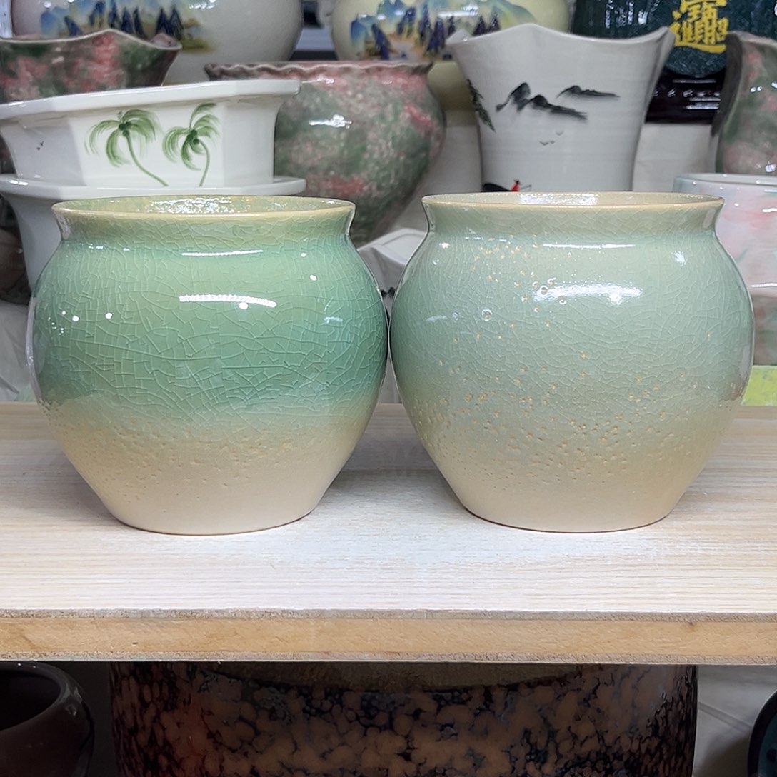 陶瓷绿植多肉微瑕花盆外口径：11*12打孔