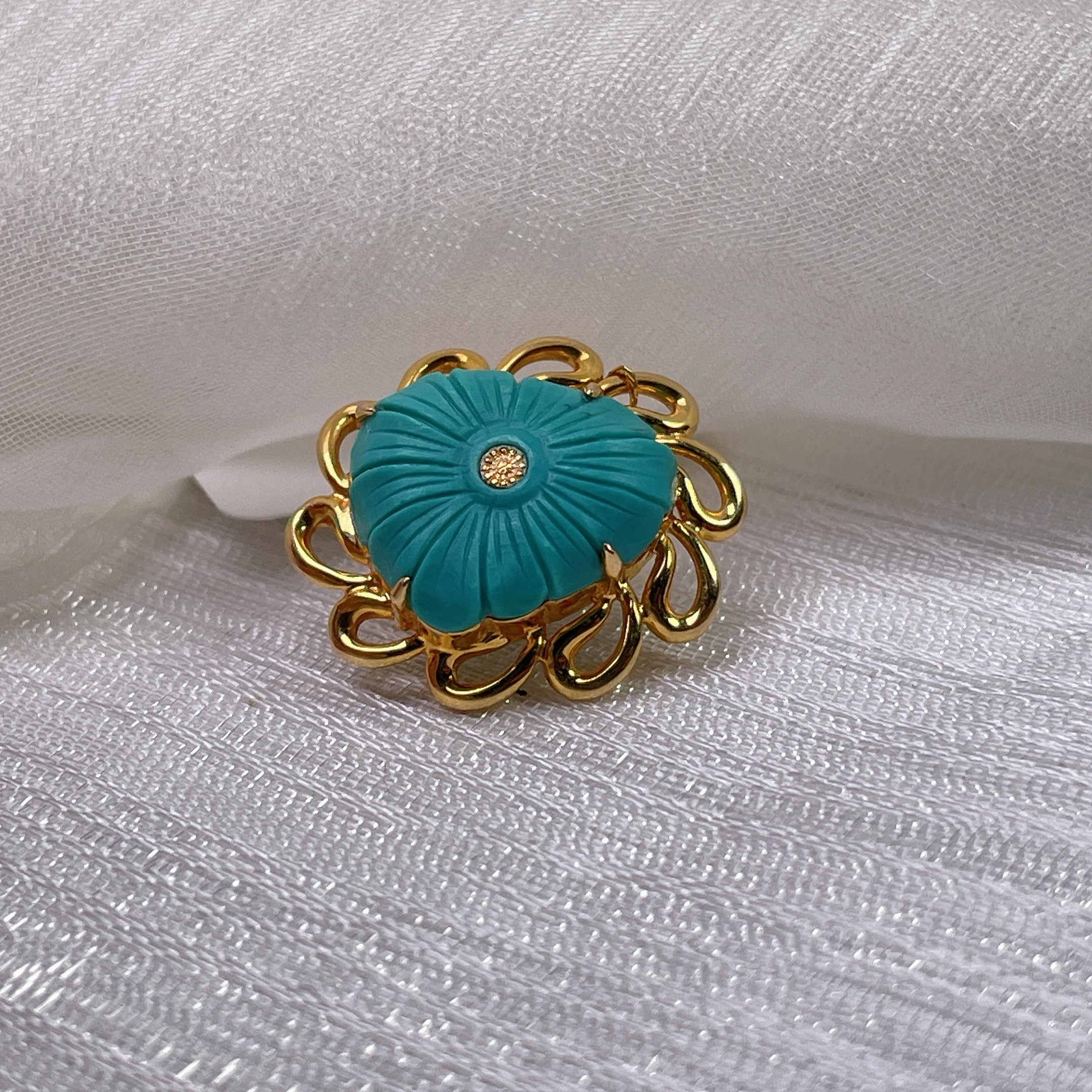 【松石大表姐】18K金镶嵌绿松石卡子2736客订