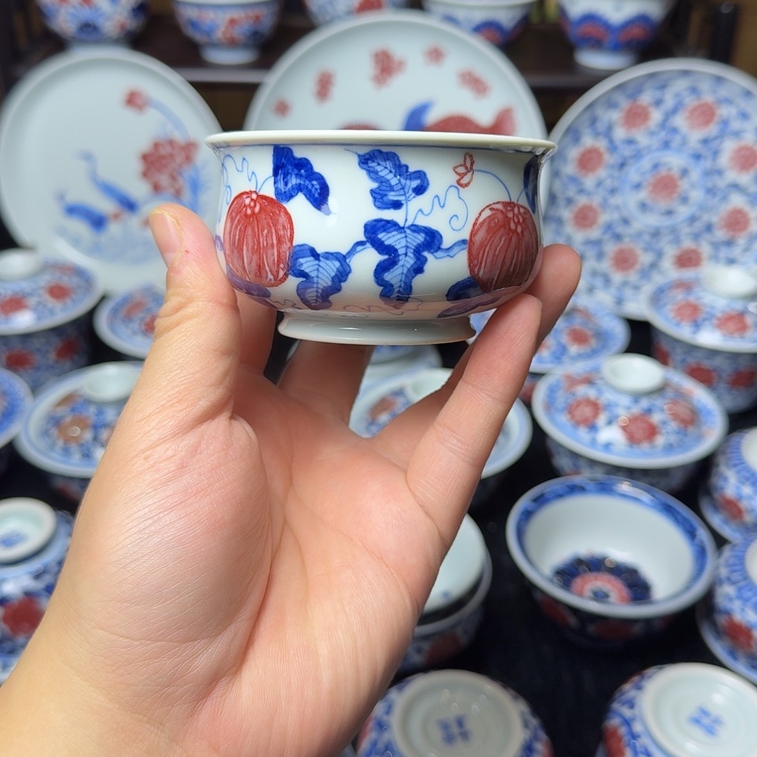 青花釉里红卢氏杯130ml