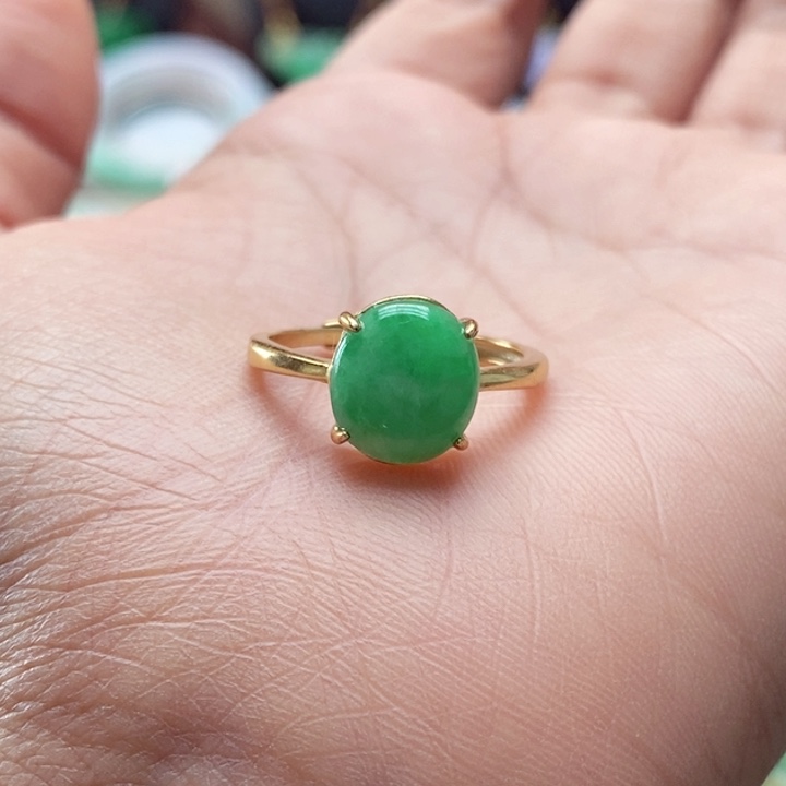 翡翠戒指银S925镶嵌余*娜翡翠戒指
