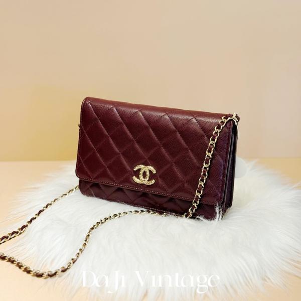 大吉中古/Chanel香奈儿24A酒红色woc斜挎包