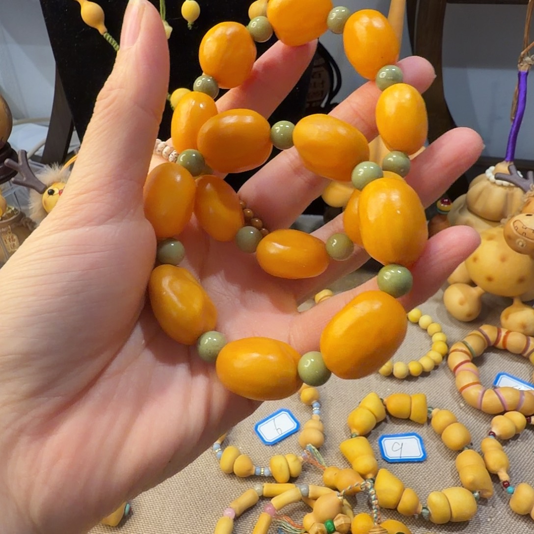 灵***紫三条蜜蜡果手串手串