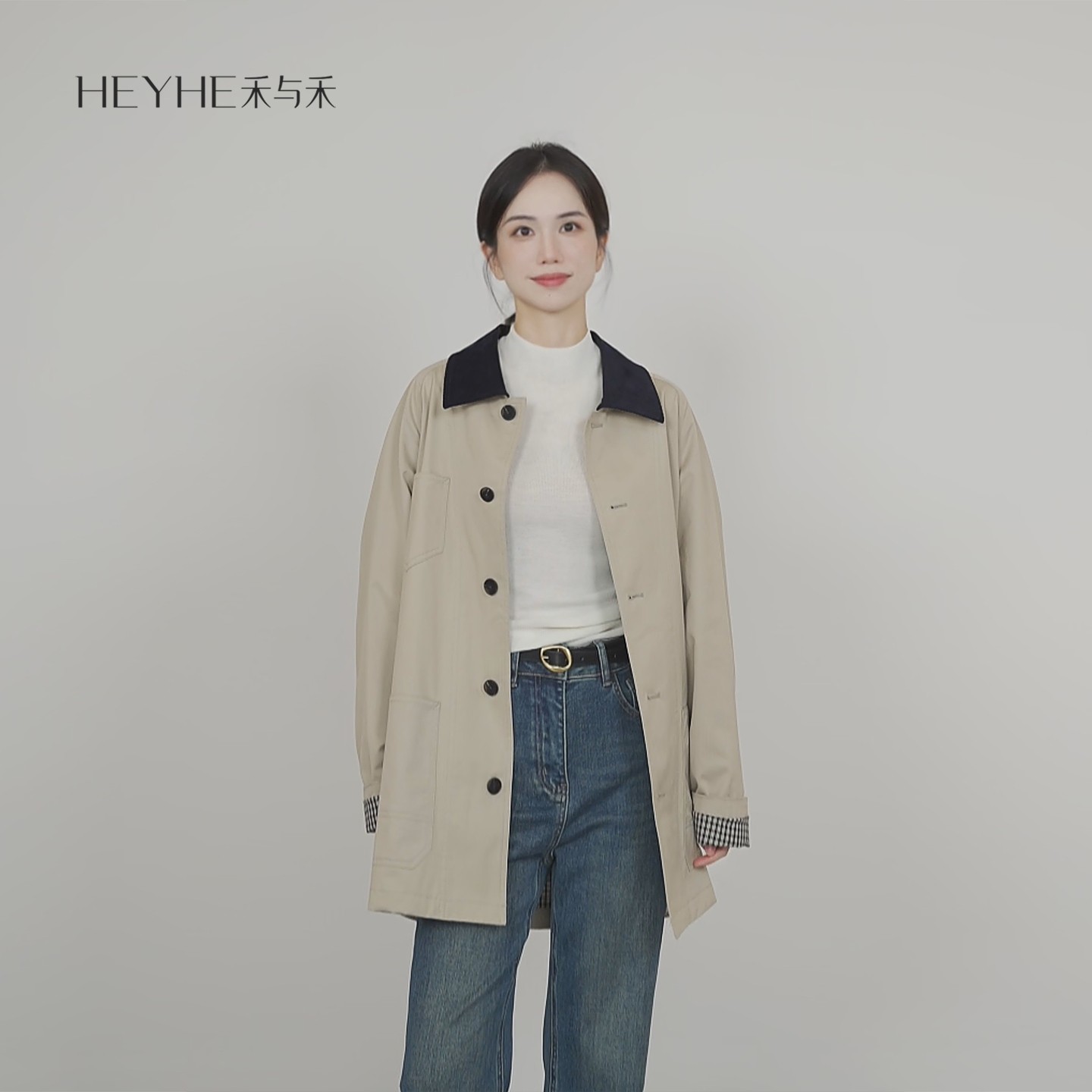 小禾【可露丽】优质长绒棉高密撞色灯芯绒翻领复古巴恩风夹克外套