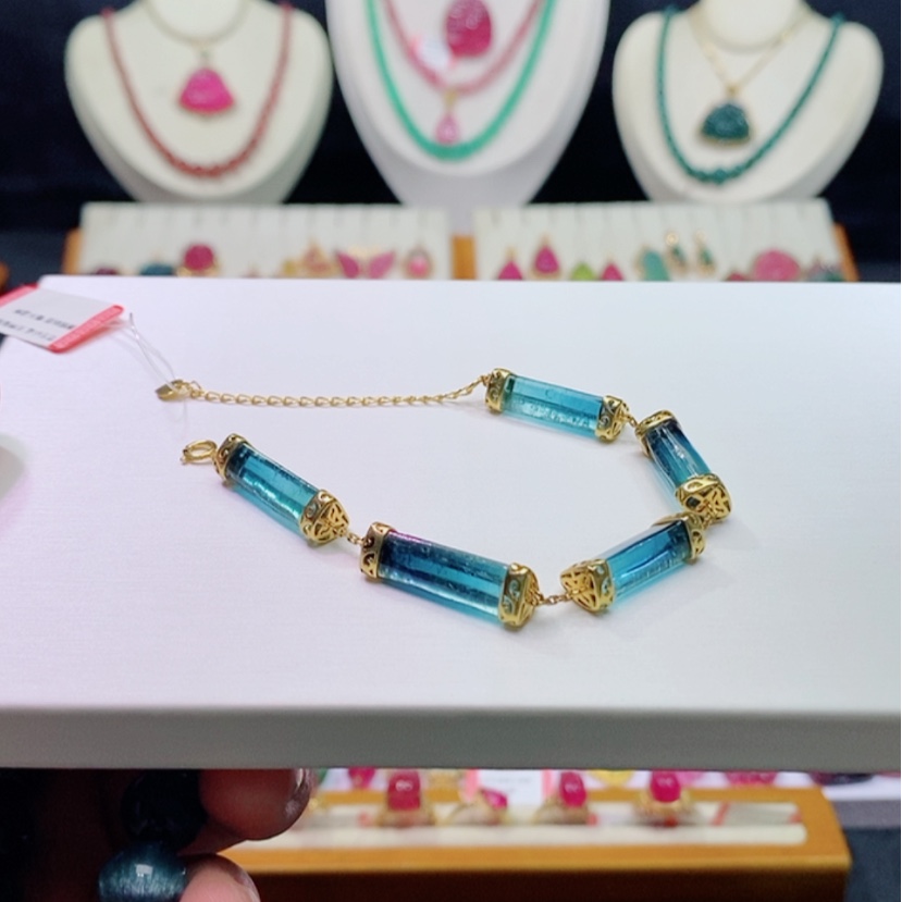 【闪购商品】碧玺碧玺m18K金镶嵌手链