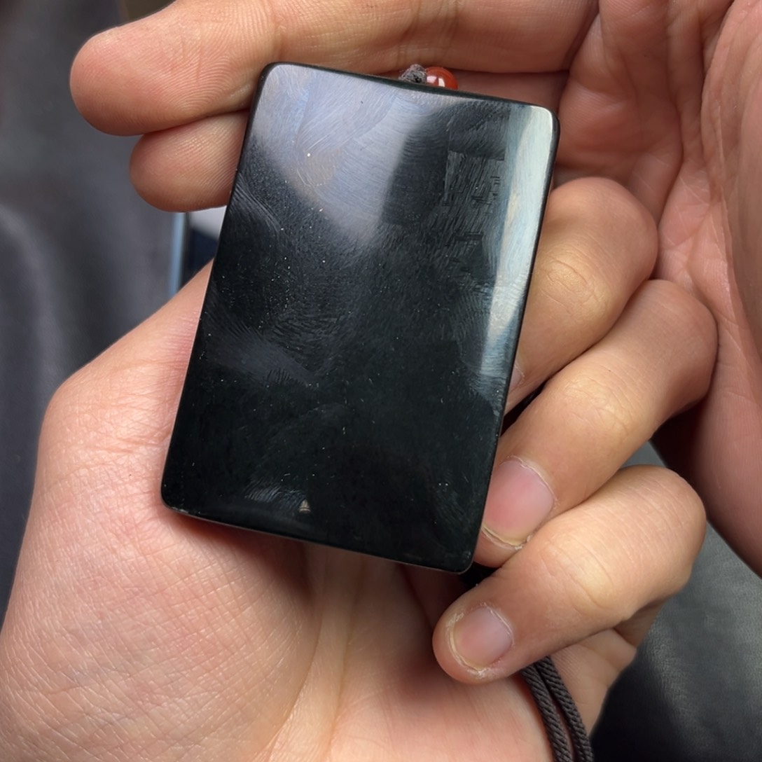 和田玉颈饰未镶嵌多样性钢板料新疆黑油青无事牌大