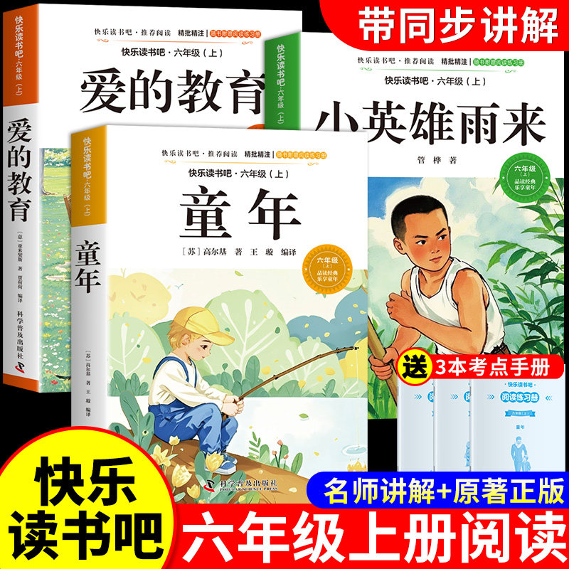 【龙图】全套3册童年书籍爱的教育和小英雄雨来六年级上册必读正版