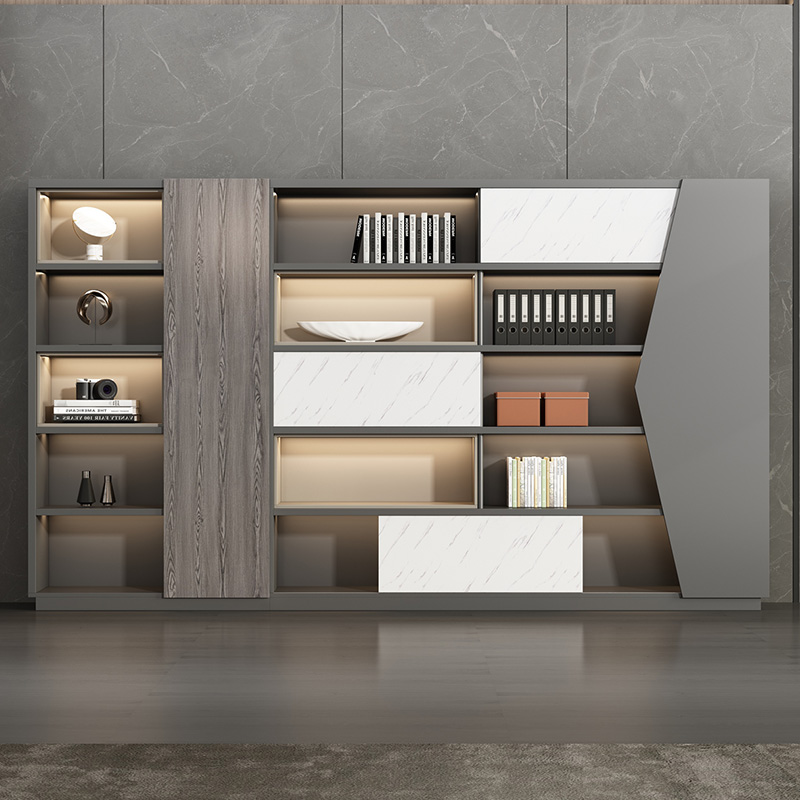 办公文件柜资料柜档案公司办公室书柜板式木质柜子组合老板背景柜