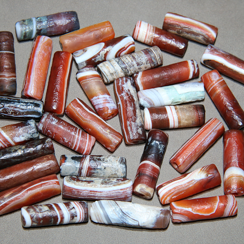 缠丝玛瑙红色做旧奶油皮圆柱 diy饰品主珠配饰手链项链锁骨珠配珠