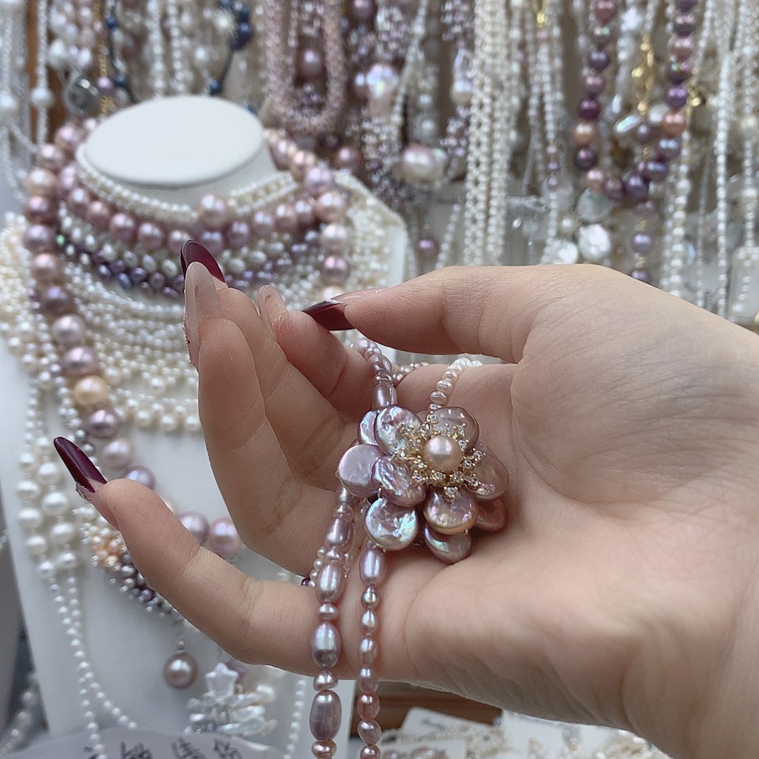 东***工耳饰淡水珍珠银S925镶嵌