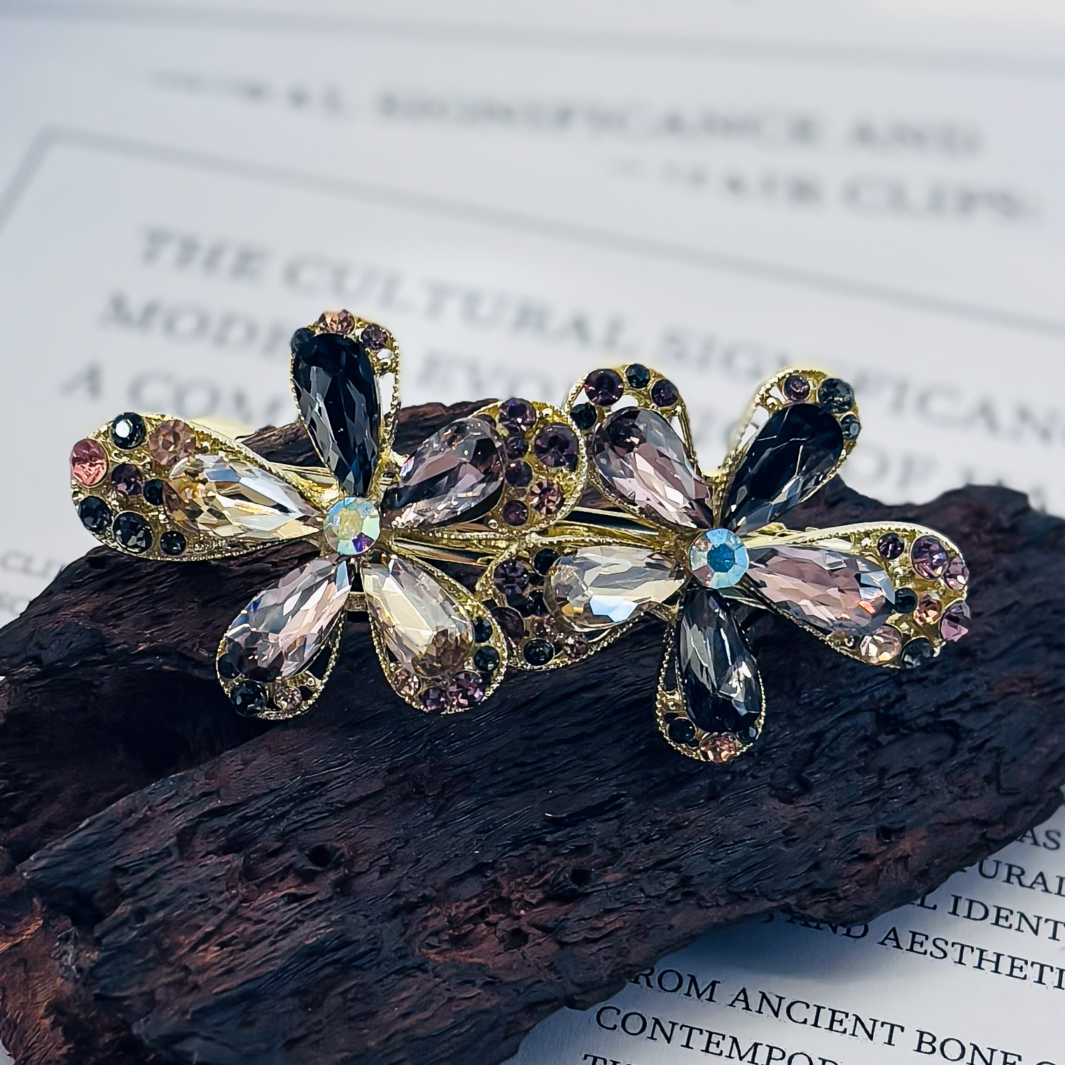 1062水晶花朵弹簧夹