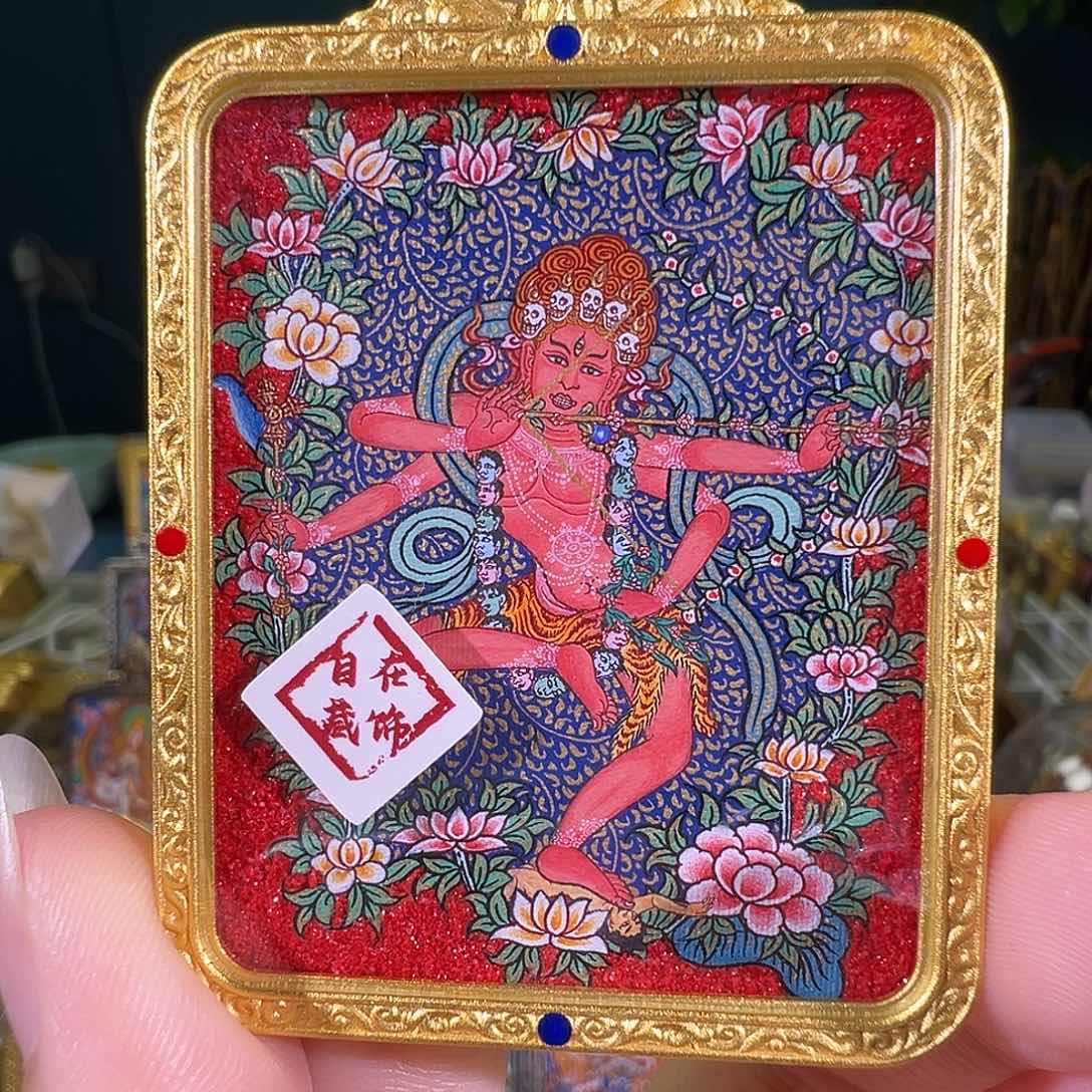 吊坠作明热贡纯手绘唐卡