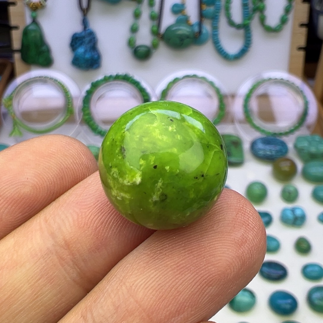 菜籽绿玉化圆珠16+