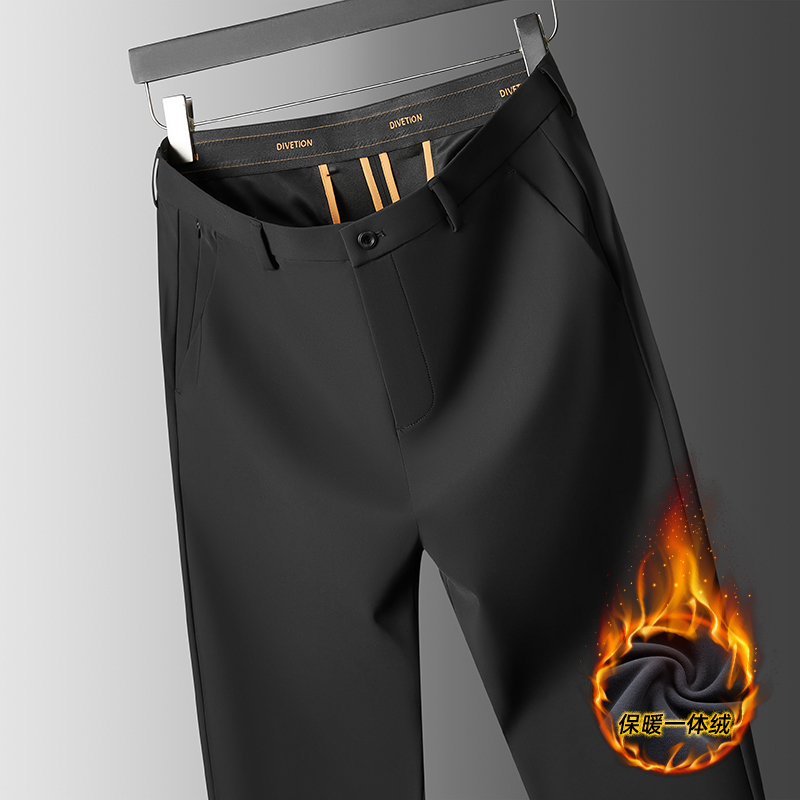 美国苹果加大码男士休闲裤商务秋冬款加绒男士弹力裤子小脚西裤