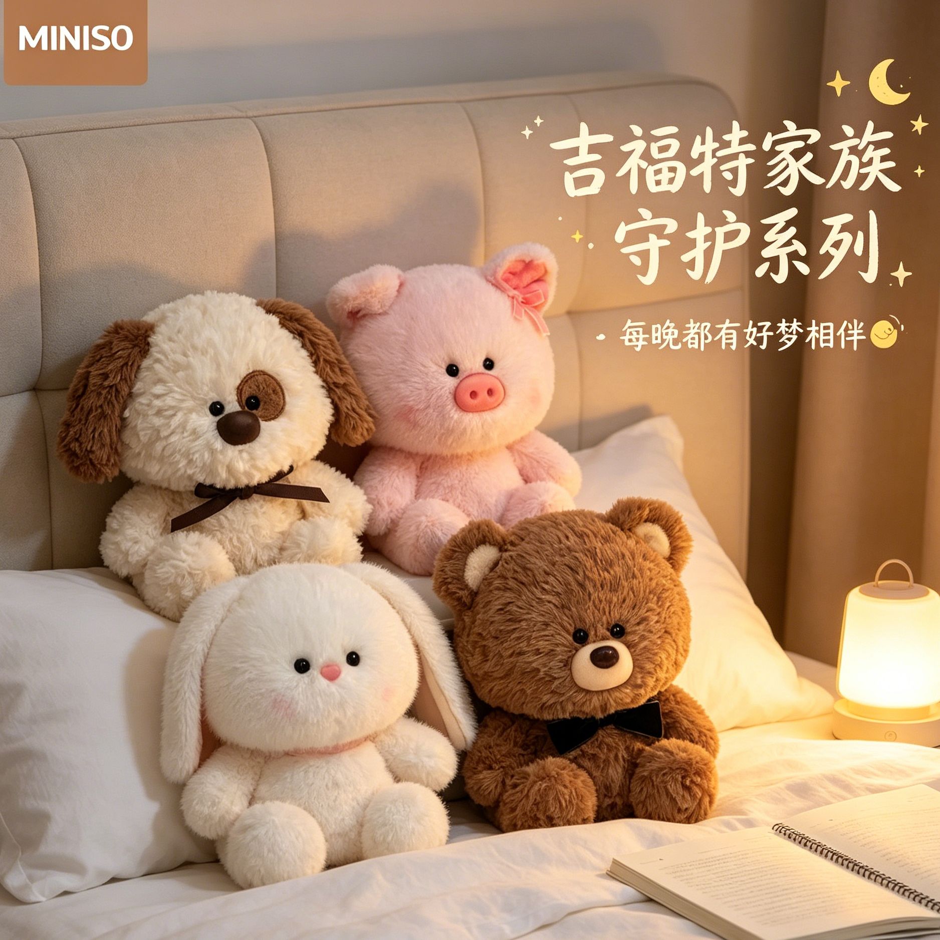 MINISO名创优品守护系列软萌毛绒玩偶小动物公仔生日礼物送女生