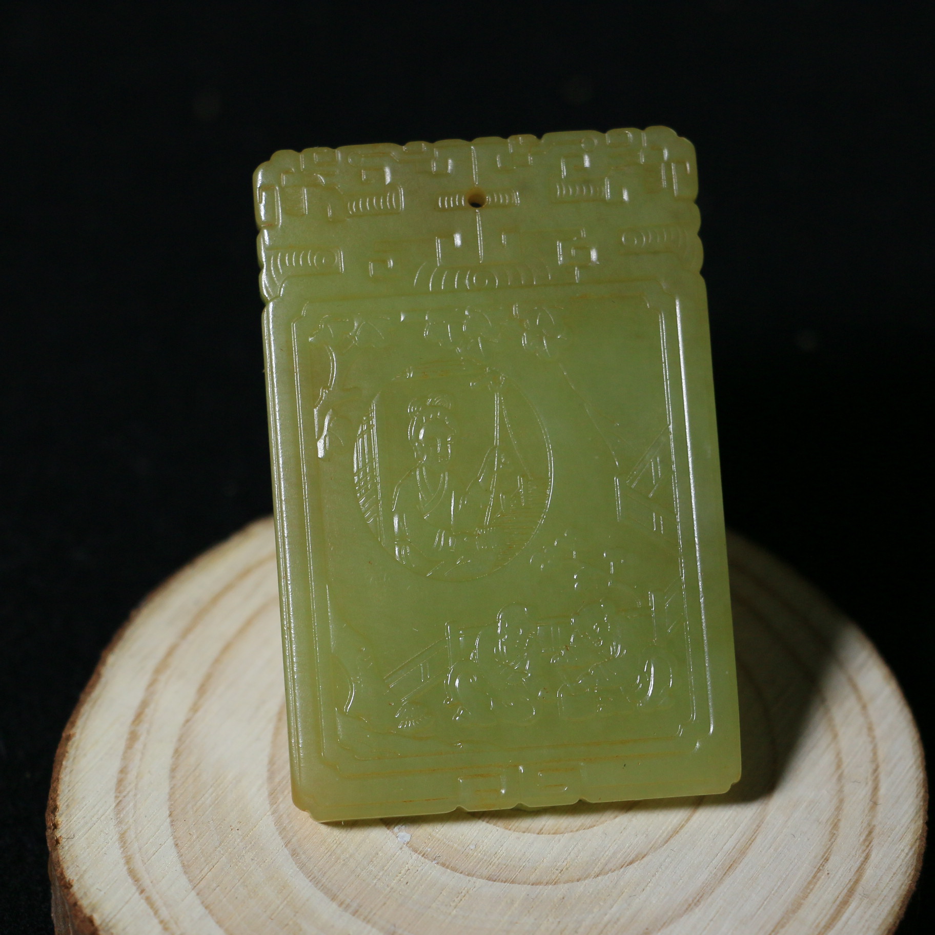 18G4清 黄玉人物故事诗文牌 
