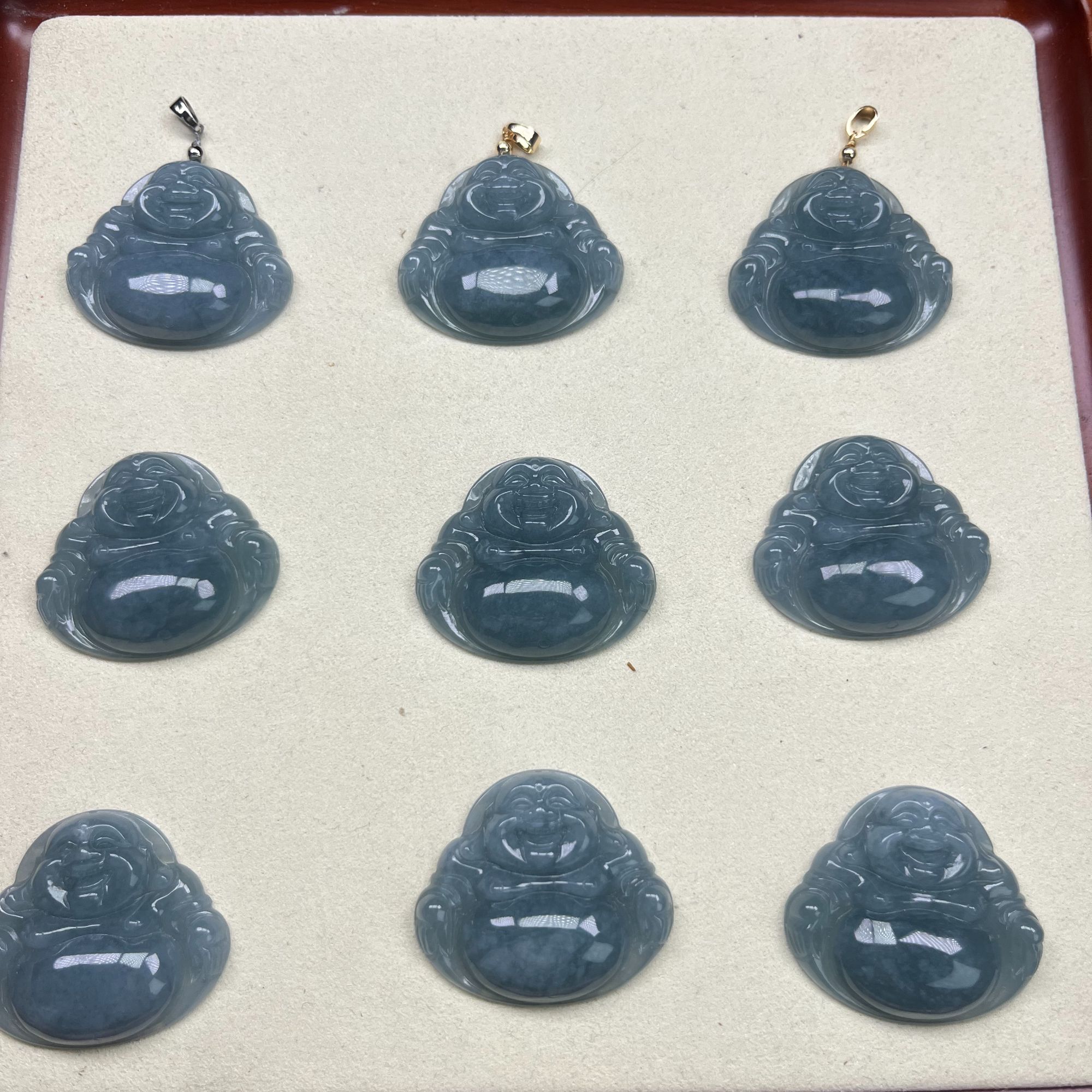 天然缅甸A货翡蓝水精美高冰双面佛项坠百搭