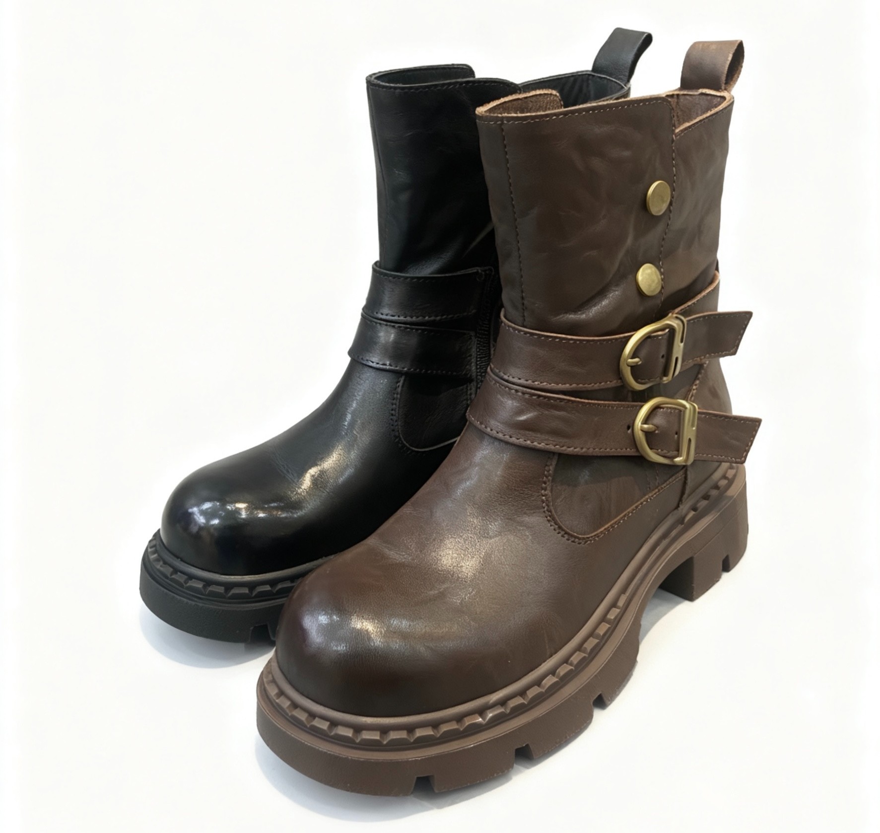 10060-2真皮中筒英伦马丁靴时装靴厚底百搭秋冬短靴