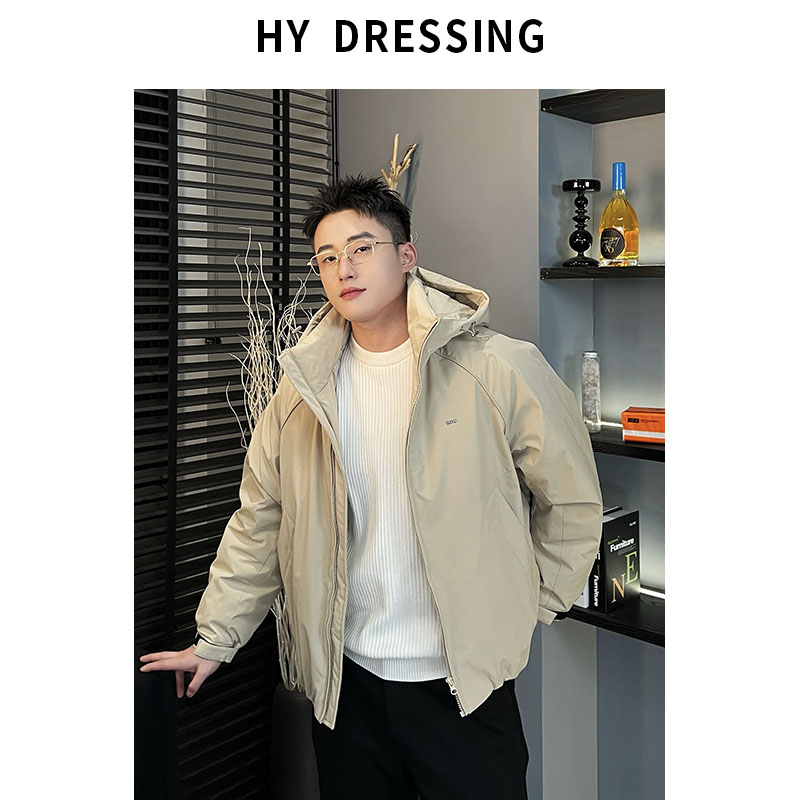 【HY穿搭】 冬季「 新国标90鹅绒」连帽骨感线条设计保暖羽绒服外套