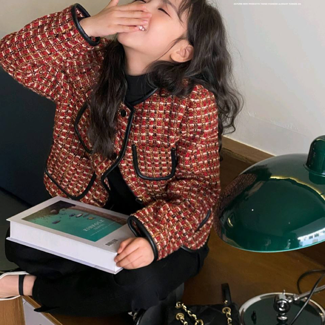 暖家3062款红色A23/咖啡色B40货高端品牌童装小香风外套