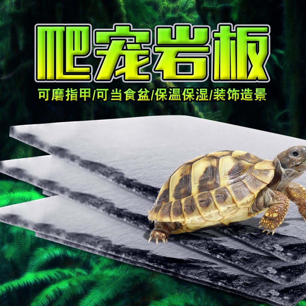 陆龟石板磨爪岩石板岩食盆食盒帮助蜥蜴蜕皮晒背爬宠岩板保湿保温