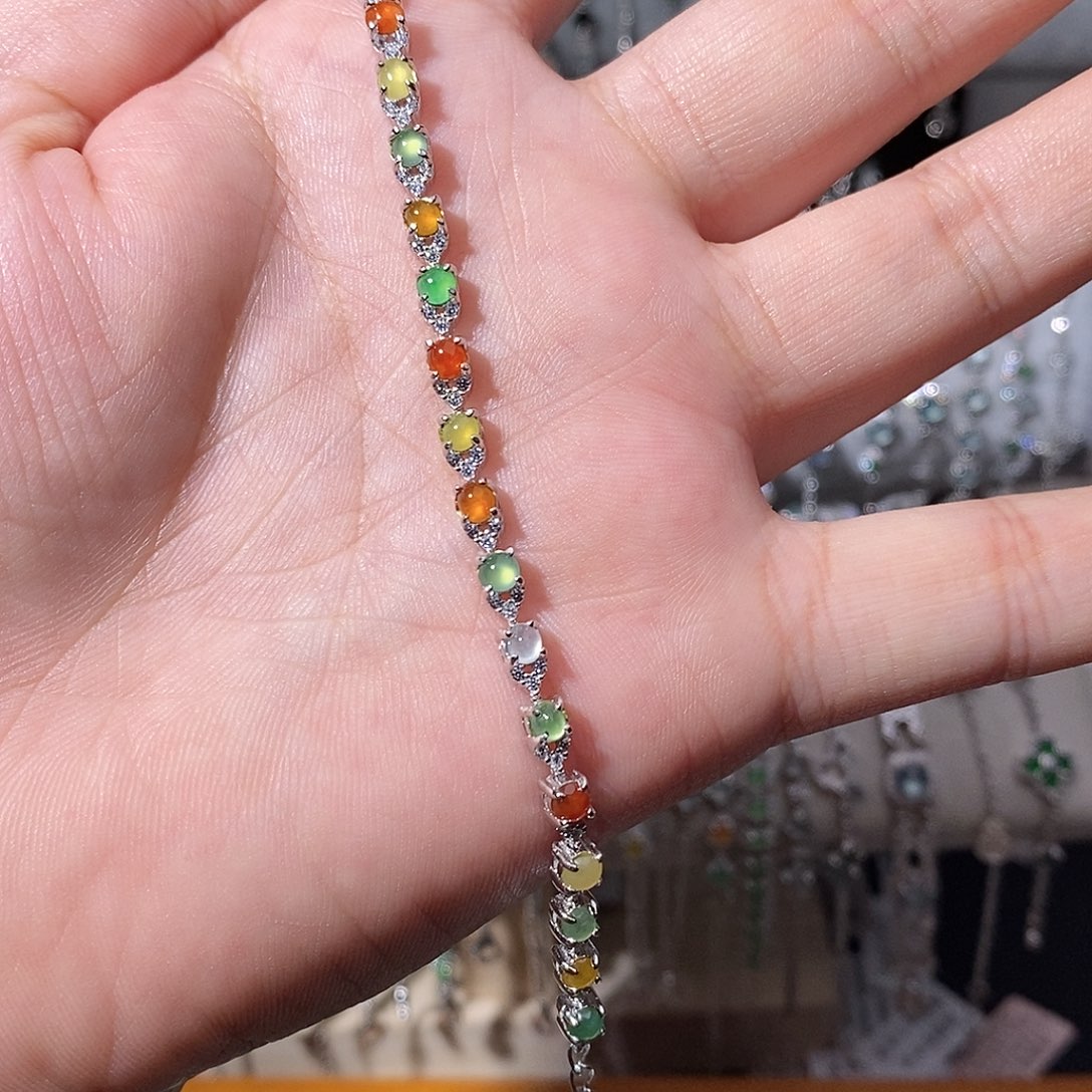 翡翠银S925镶嵌手链