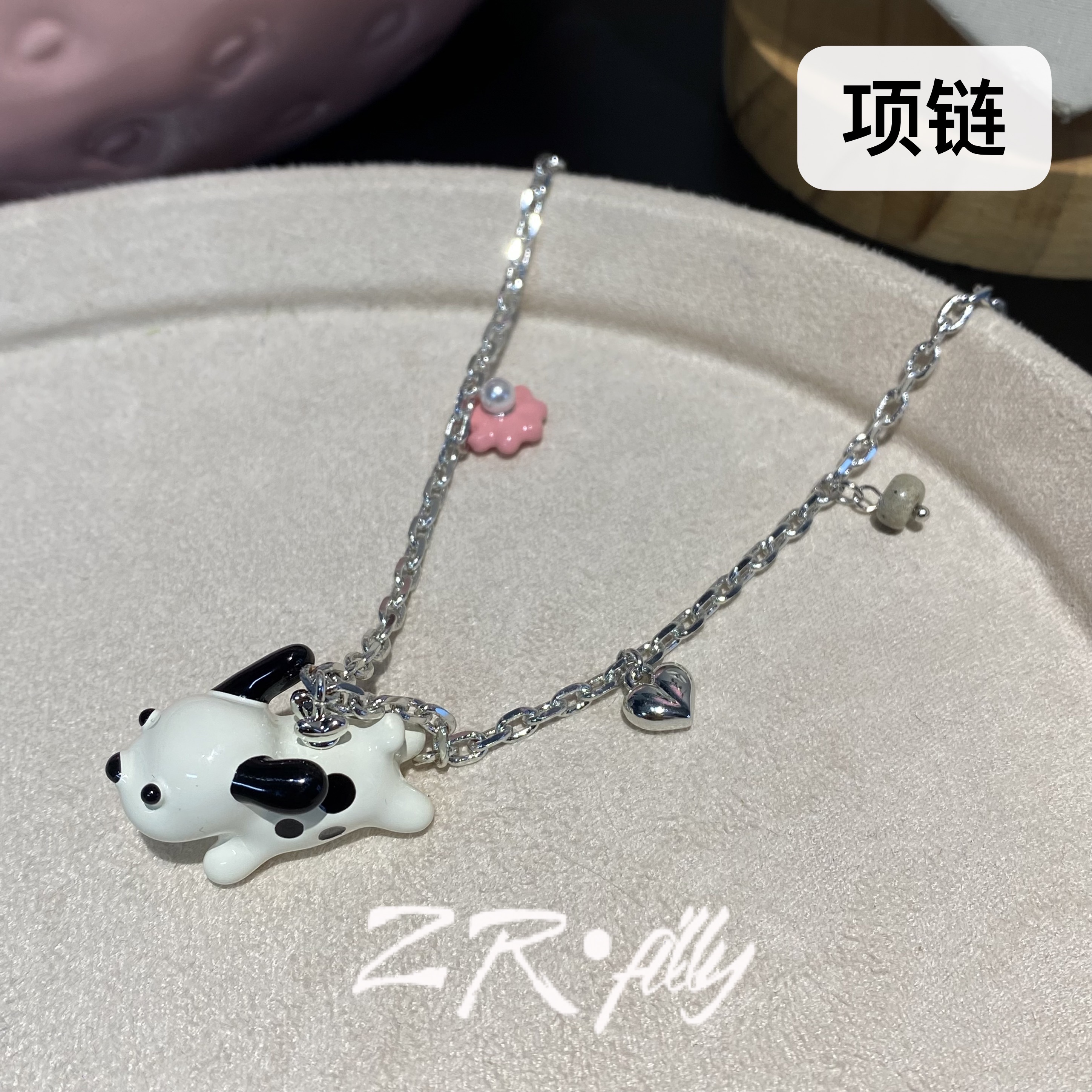 铜合金项链 个性百搭白色狗狗项链7095
